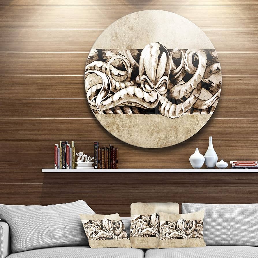 Amazon.co.jp: DesignArt mt7987-c23 Octopusスケッチin White